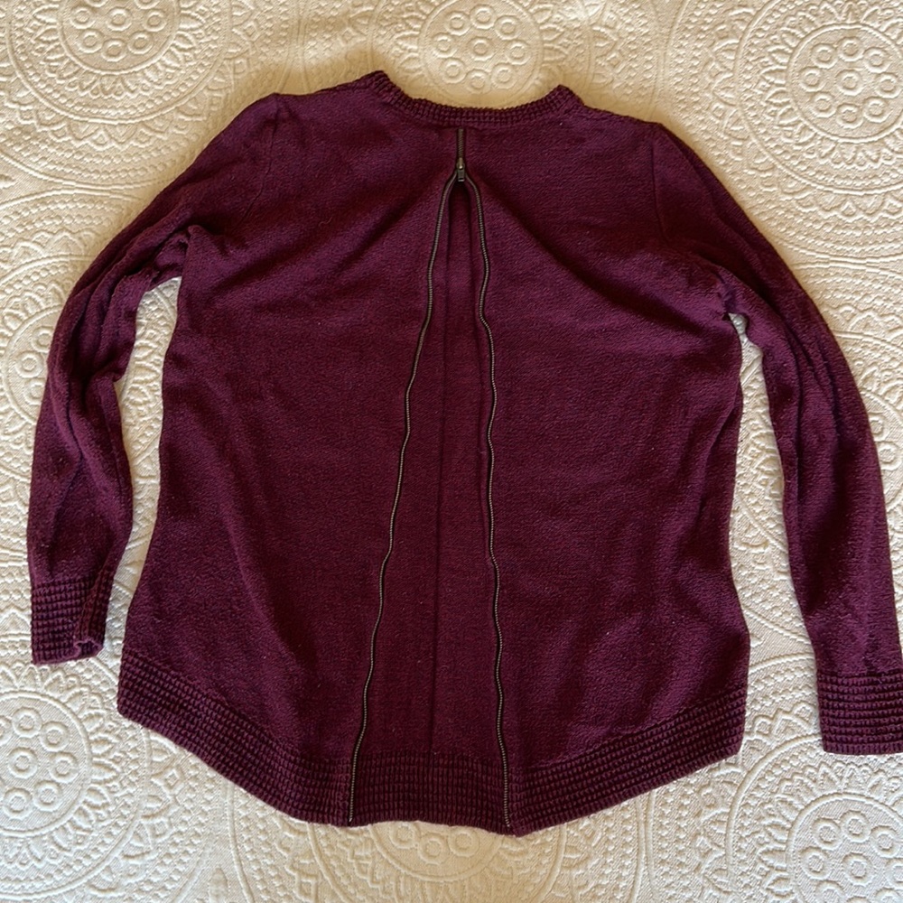Madewell high-low zipper back cotton blend sweater, Small